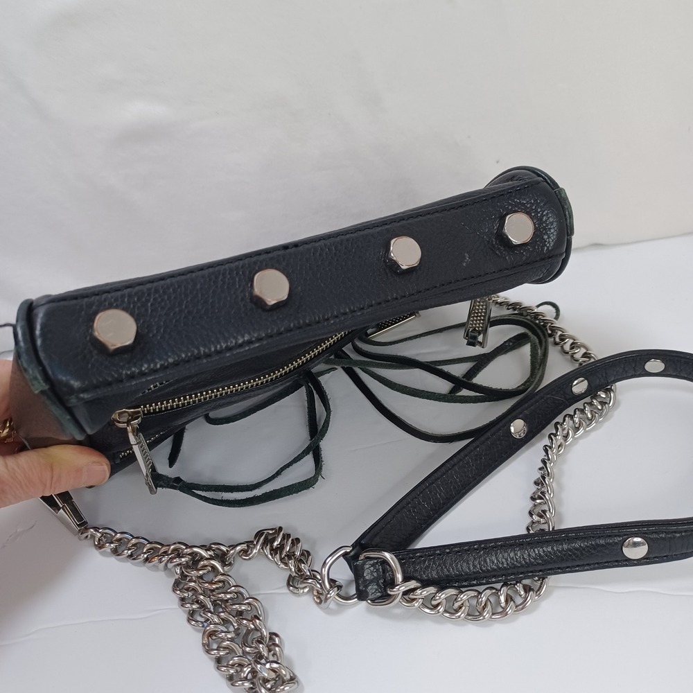 Rebecca Minkoff Crossbody Bag Black Leather Boho Biker - Picture 10 of 15